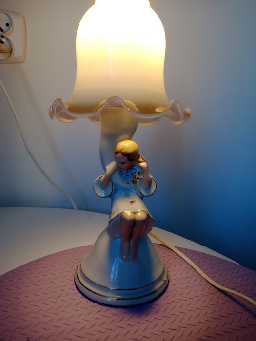 Lampa Ćmielów róg obfitości   klosz porcelana