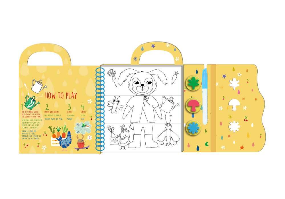 Avenir Багаторазова водна розмальовка 4 в1 Сад фантазій 8 аркушів