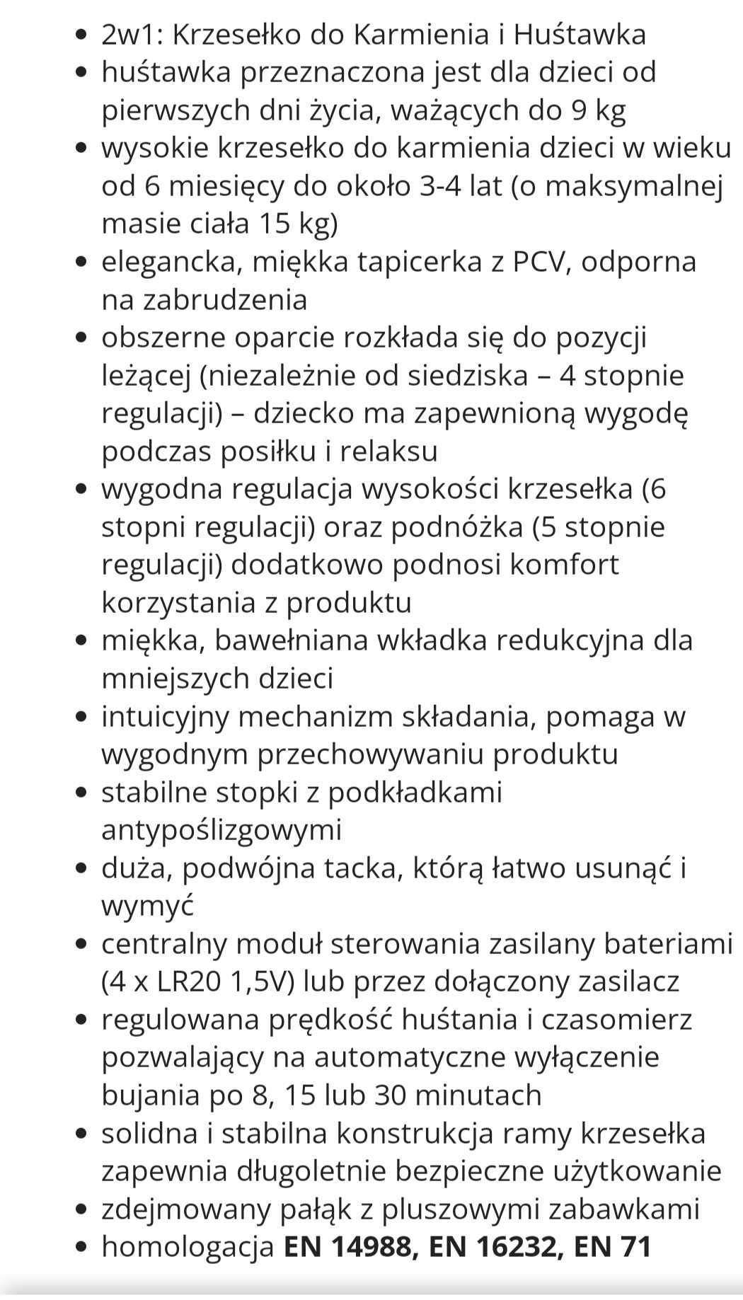 Krzesełko + huśtawka 2w1 Caretero