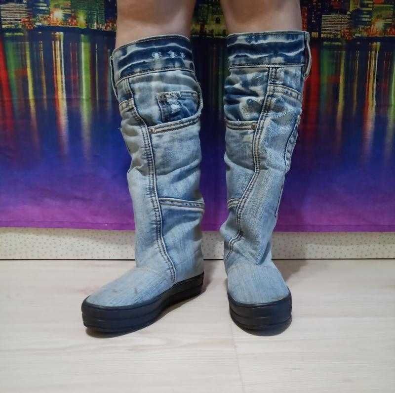 Сапоги джинс лёгкие кроссовки с карманами ботинки кеды кеди