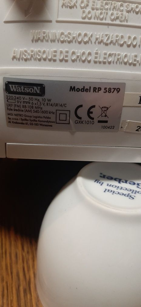 Radio CD Watson model RP 5879 radio sprawne bialy drugi uszkodz gratis