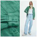 H&M DIVIDED XS-M sztruksowa turkusowo-zielona kurtka koszulowa