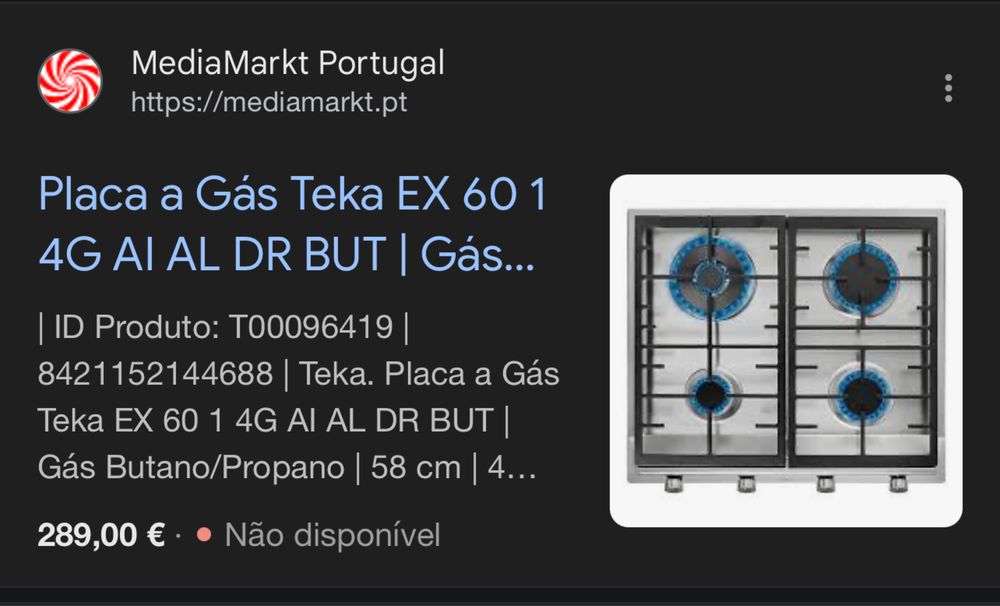 Placa a gas Teka nova embalada
