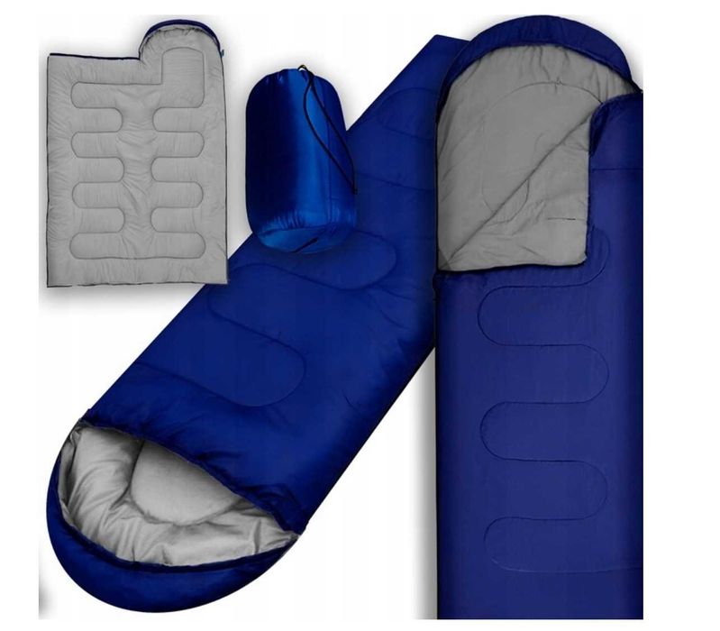 ŚPIWÓR mumia turystyczny lekki kołdra kaptur + pokrowiec 210x75 cm e