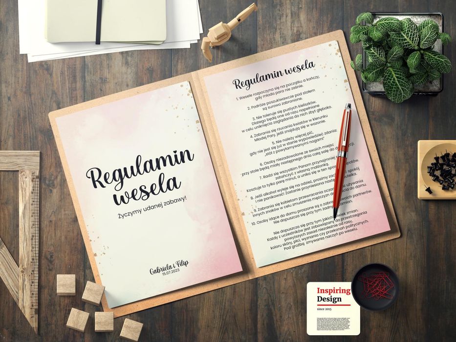 Regulamin wesela ślubny wesele ślub dla gości PDF