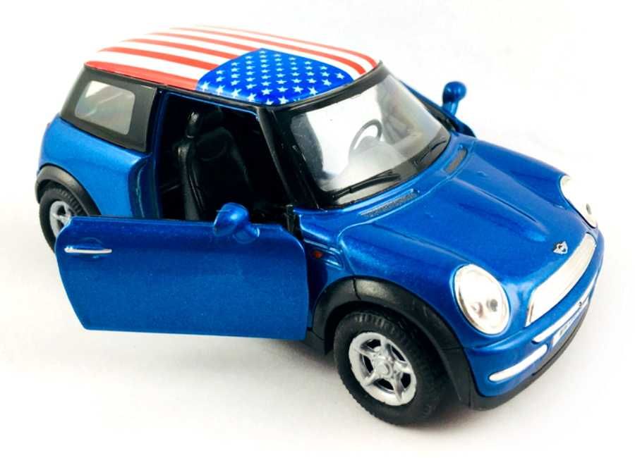 Mini Cooper USA model WELLY 1:34 Niebieski