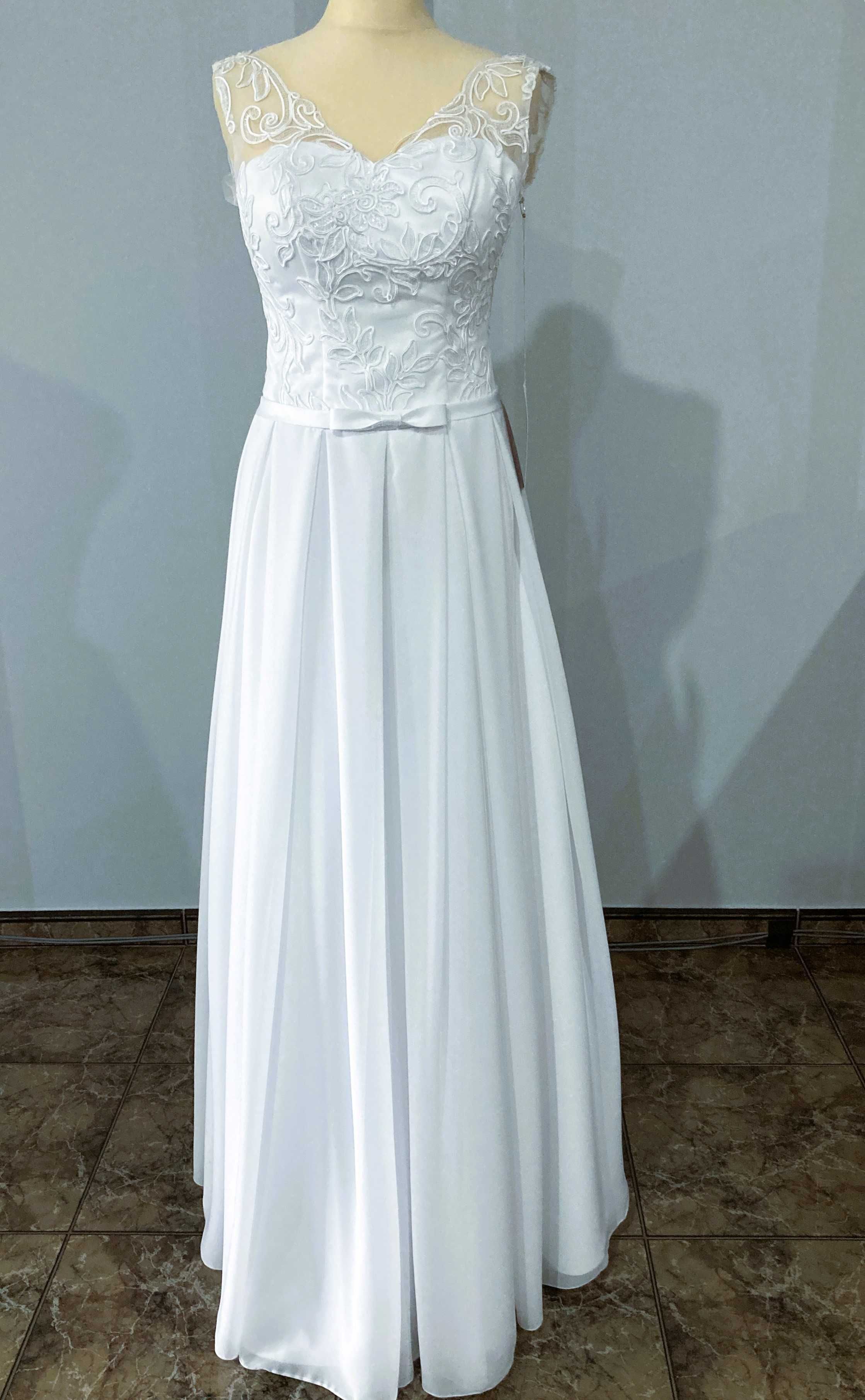 Monika, nowa suknia ślubna, biała r. 38, wyprzedaż