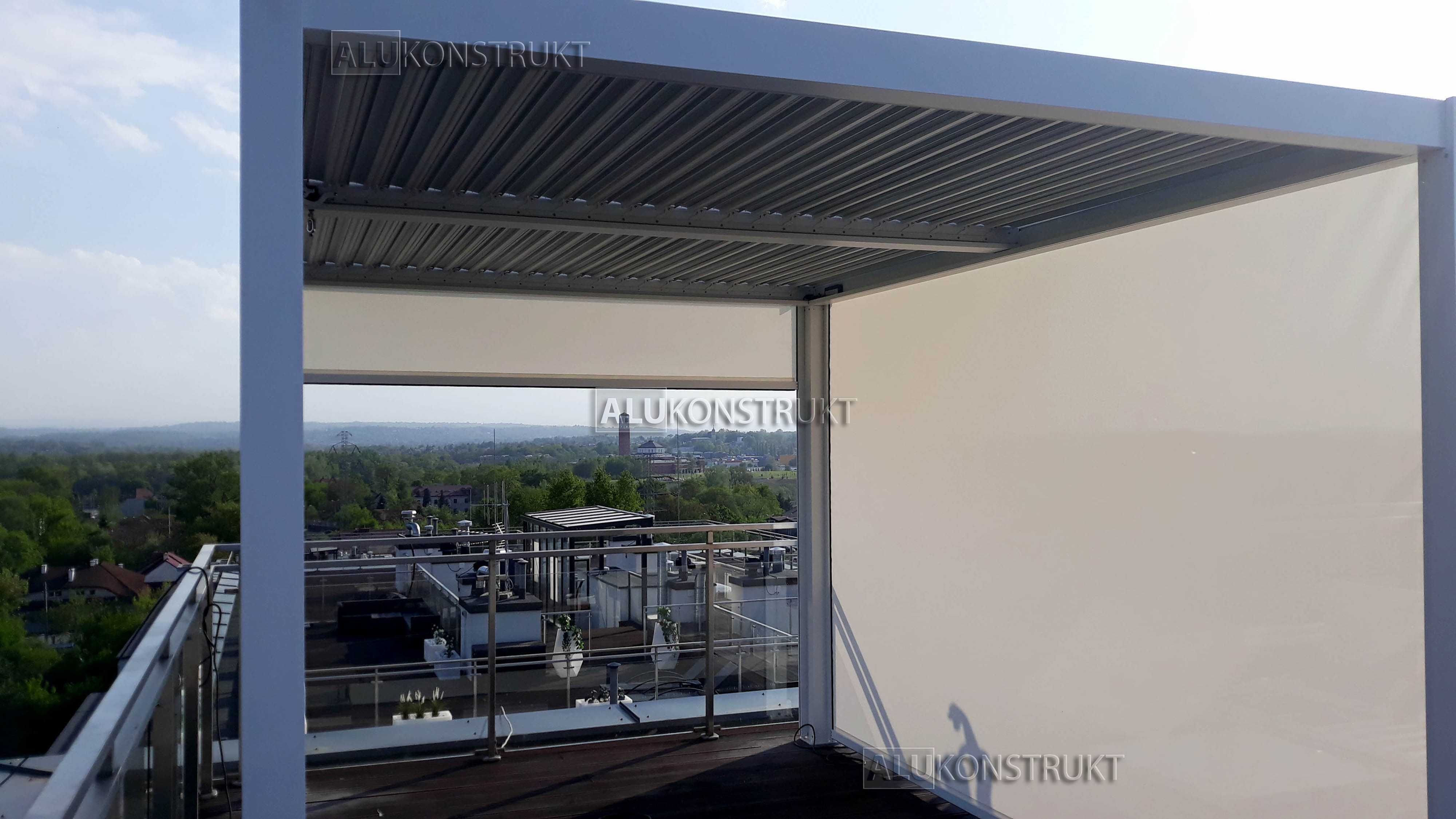 Pergola BIO-FIT 400x300 Biała z LED Aluminiowa altana lamelowa