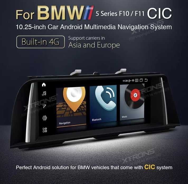 Radio BMW Android 10 Série 5 F10/F11 ecrã 10,25" CIC/NBT com garantia