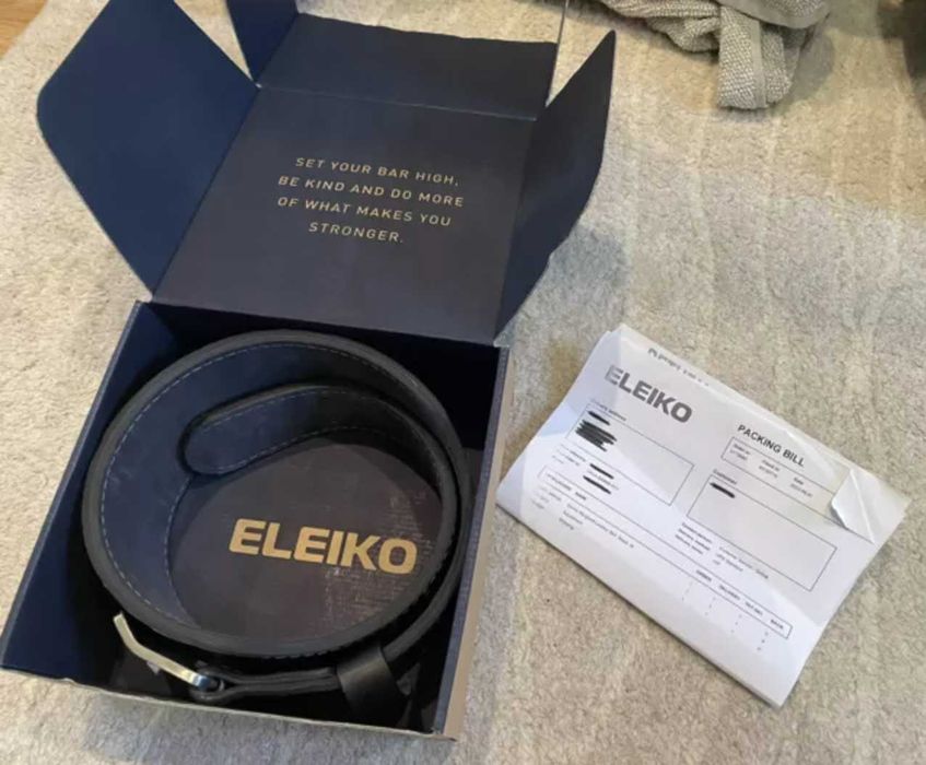 ELEIKO Pas skórzany do podnoszenia ciężarów, czarny, XL