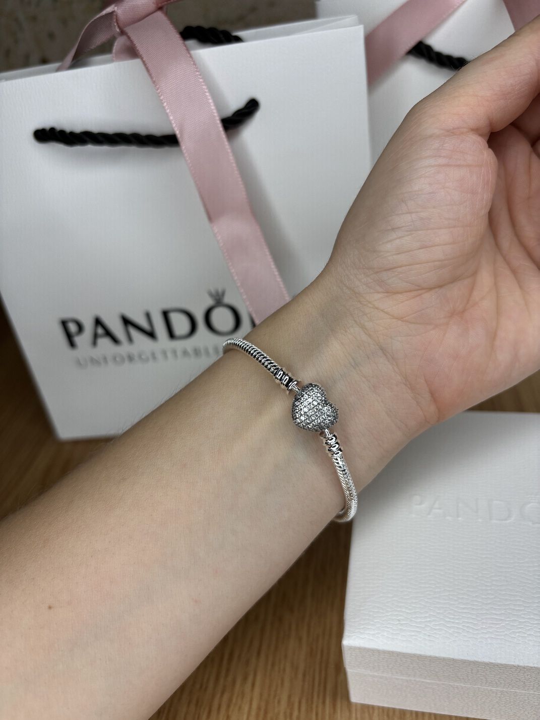 Браслет Pandora з застібкою серце Бирка Гарантія 30 днів S925 ALE