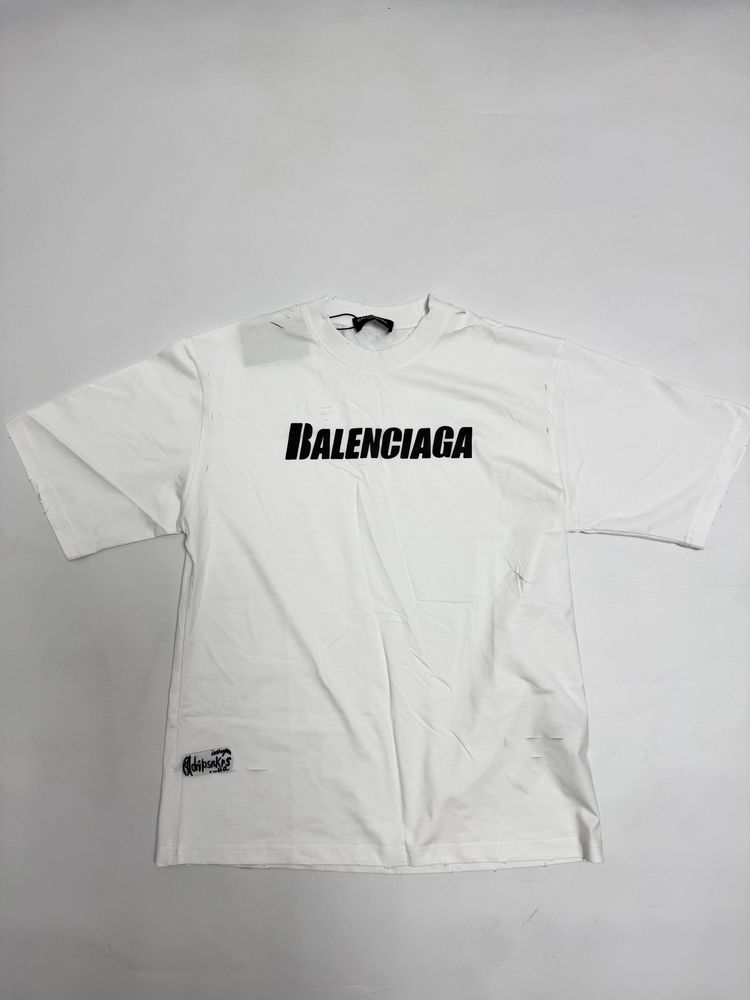 футболка Balenciaga destress tee white