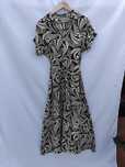 Vestido comprido estampado em caqui e bege-Tam.M