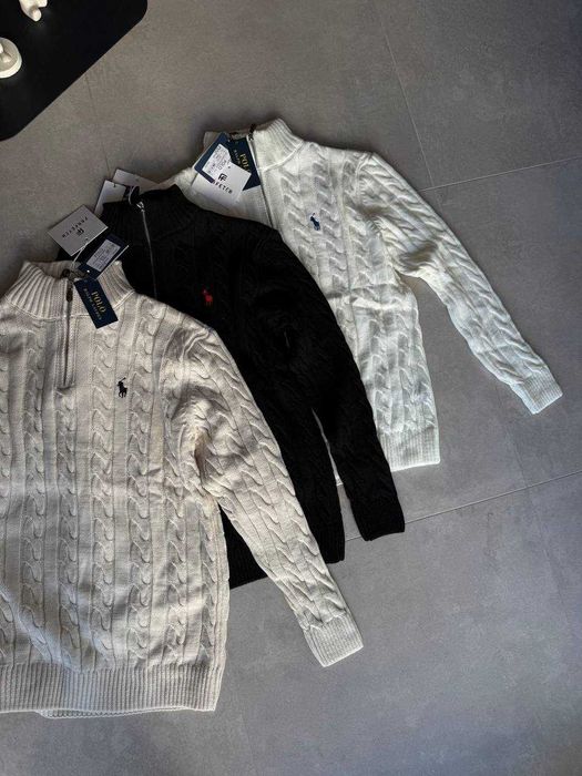 Стильний вʼязаний светр 1/3 замок Polo Ralph Lauren Cream