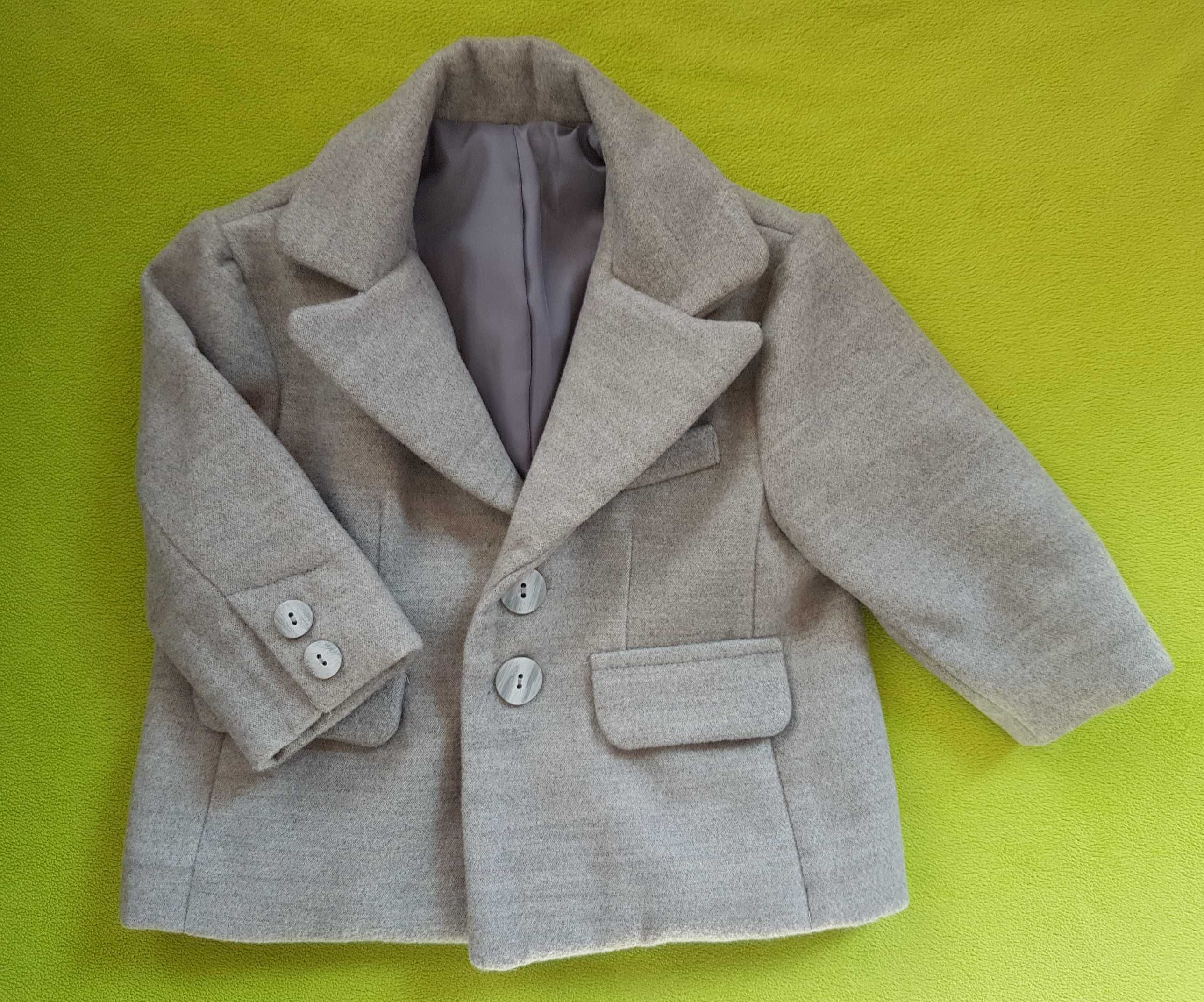 Elegancki płaszczyk kurtka do chrztu dla chłopca r. 68