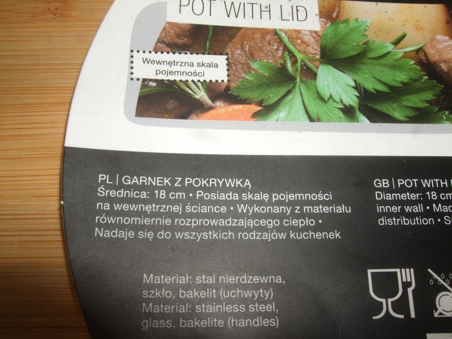 GARNEK NIERDZEWNY TRADYCYJNY Stalowy 18cm, 2L z Pokrywką Indukcja, gaz