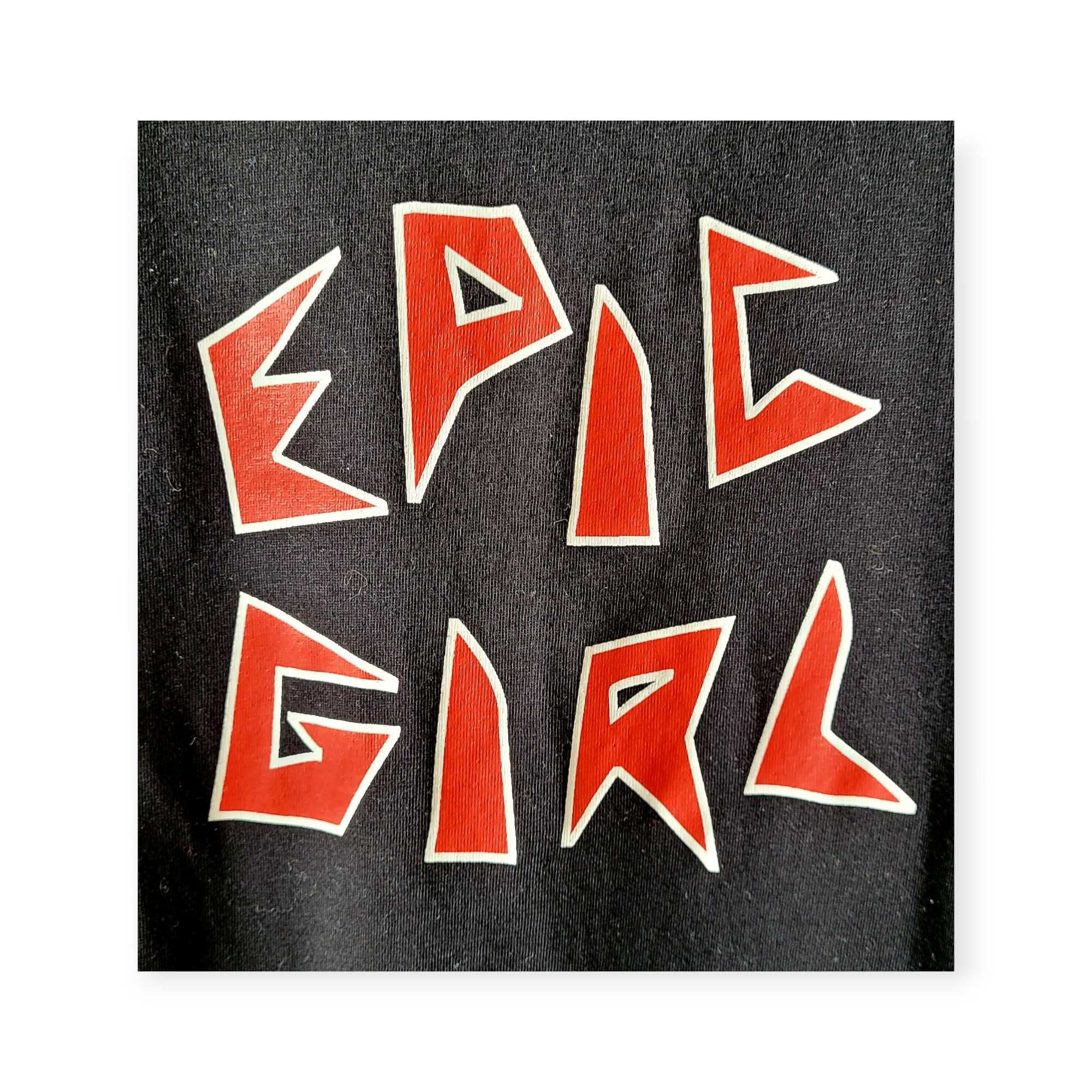 Czarny bawełniany t-shirt koszulka bluzka damska S Epic Girl stójka