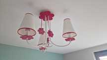 Lampa wisząca - żyrandol / kolor biało - różowy /pokój dziewczynki