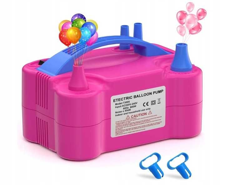 Pompka elektryczna do balonów, przenośna podwójna dysza 600W imprezy