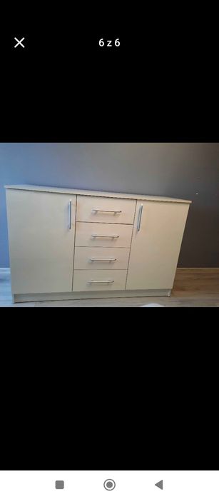 Zestaw mebli szafa przesuwna komoda biały połysk lustro