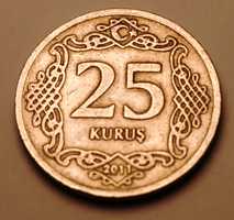 Монета Турции 25 куруш 2011 г.