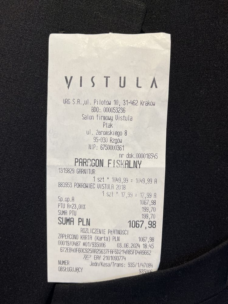Nowy garnitur Vistula r. 170/96/82 wełna czarny super slim Ancona