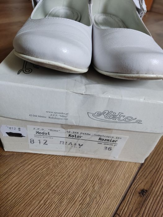 Buty białe komunia baleriny Miko 812 36,37