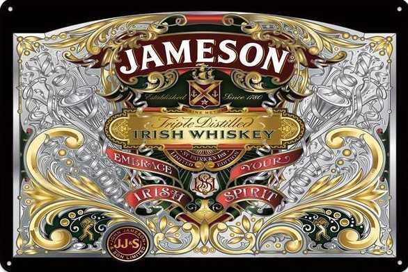 7 Placas decorativas retro, novas, de Whiskys e + bebidas, 30 x 20 cm.