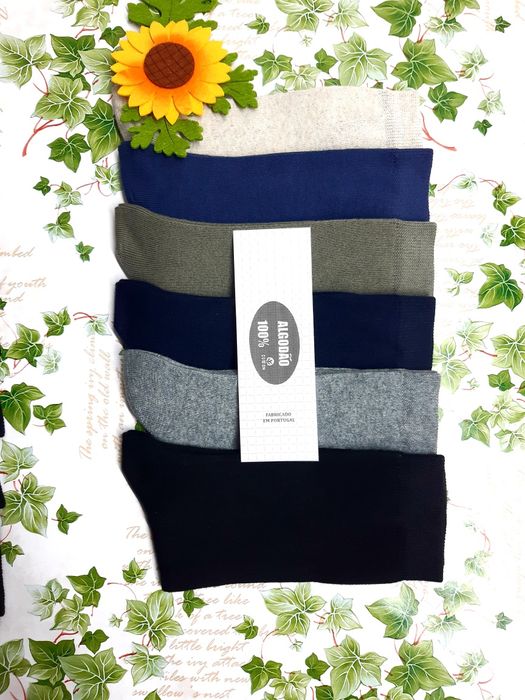 12 pares de meias,  6 preto + 6 cores sortidss