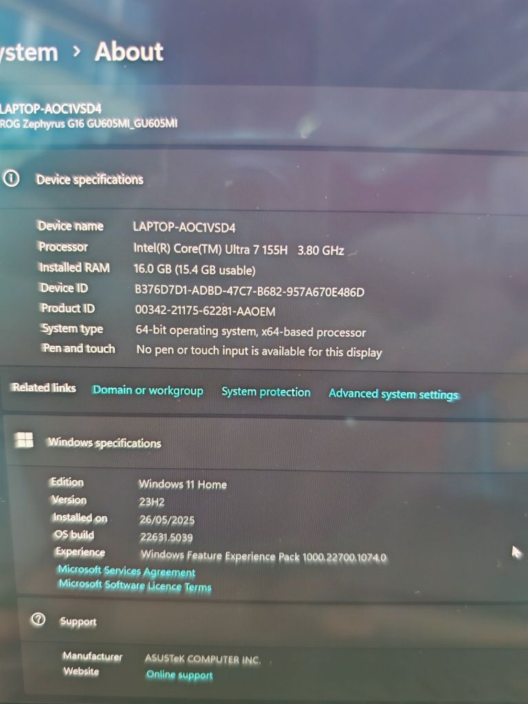 Ігровий ASUS ROG Zephyrus G16 16" 240Hz/ Ultra 7 155H/16GB/1TB/RTX4070