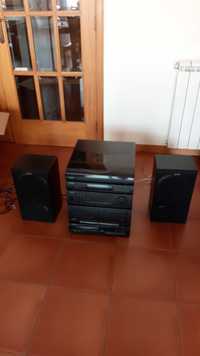 Sistema som hifi radio CD Cassetes 2 colunas