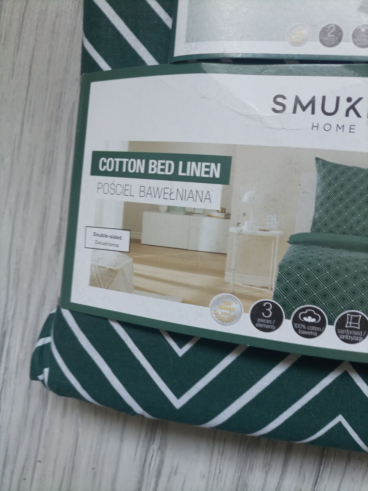 Pościel zielona 5 części bawełna 100% Smukee komplet pościeli  220/200