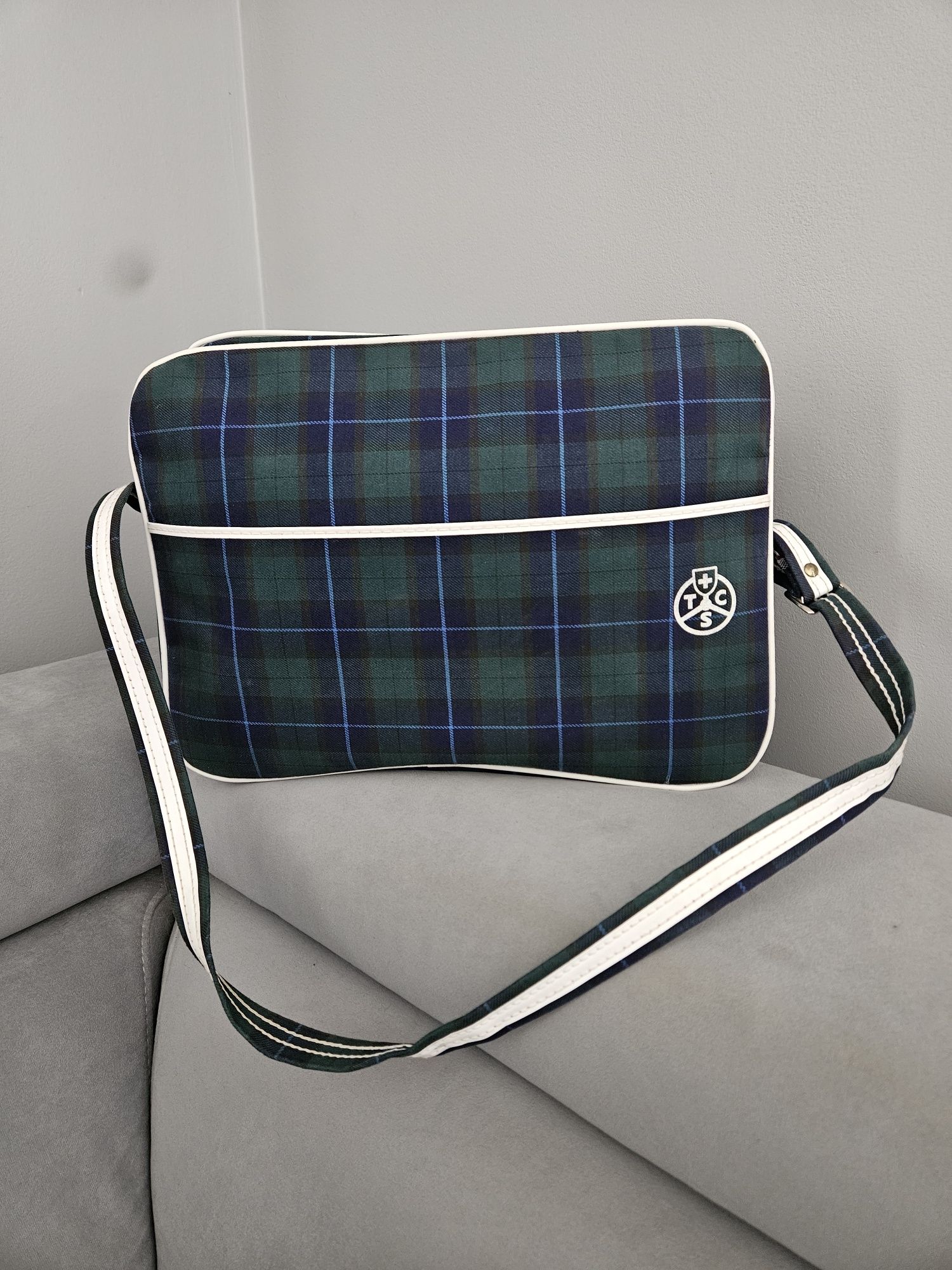 Torba w kratę vintage duża