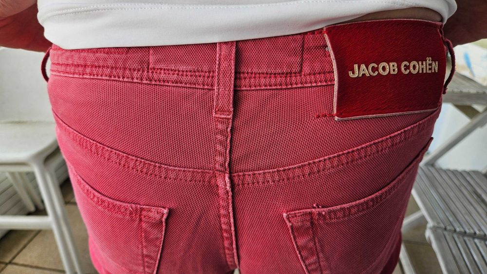 Czerwone spodnie dżinsowe męskie Jacob Cohen Luxury Denim, 32