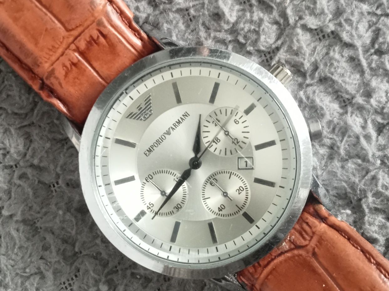 Zegarek męski Emporio Armani 1597G pasek Vera Pelle naręczny