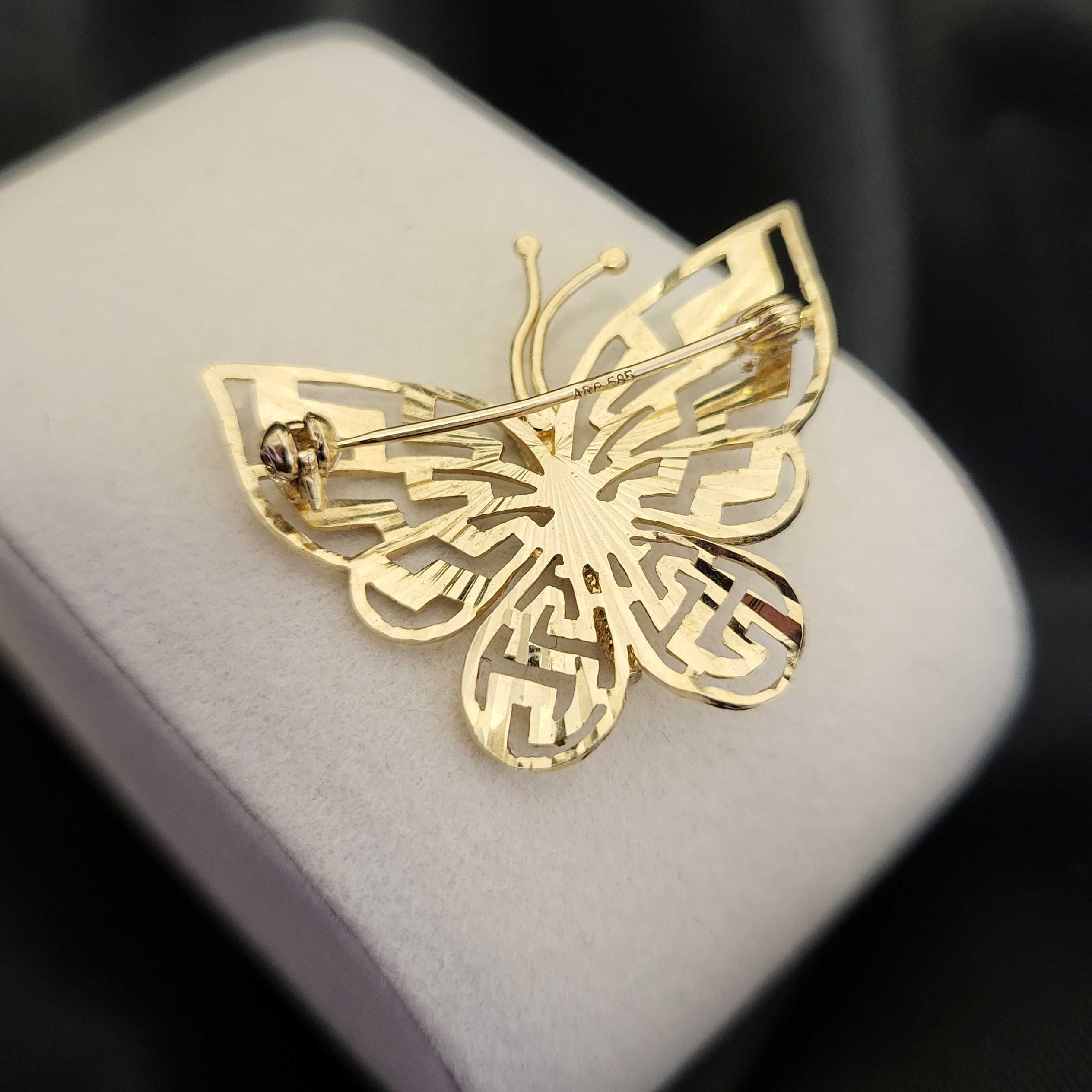złota broszka motyl próby 585