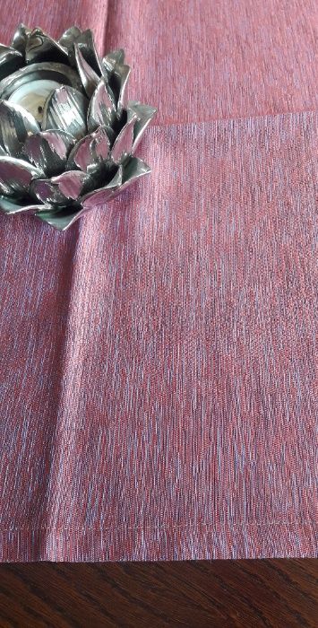 Serweta różowa z niebieskim 59 x 59 serwetka 27 x 41 bieżnik prążki