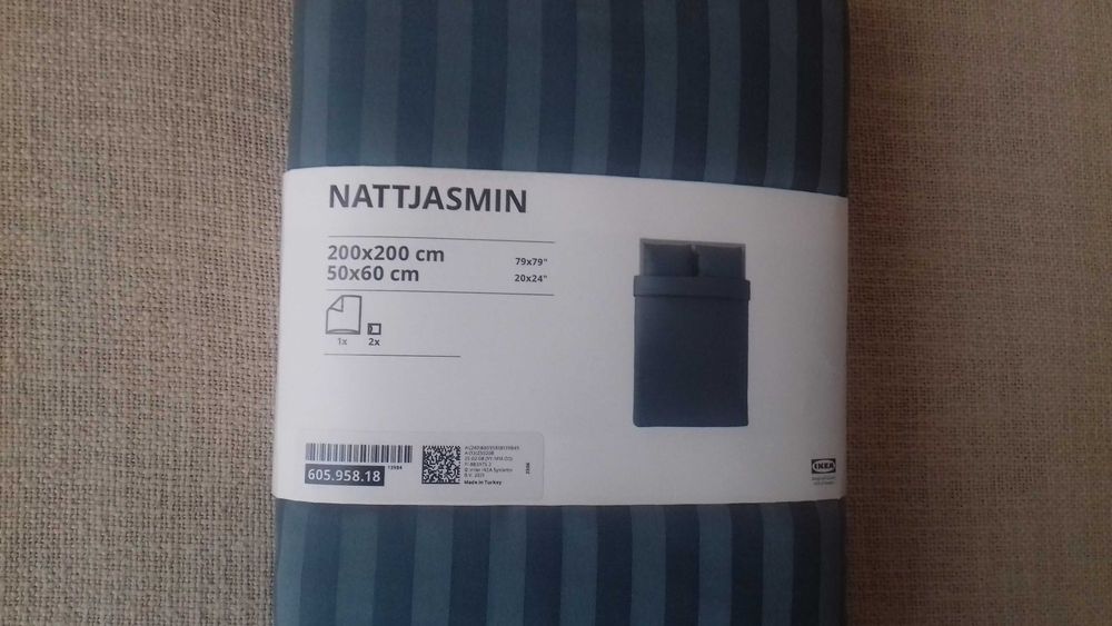Komplet pościeli IKEA NATTJASMIN niebieskozielony 200x200
