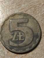 Moneta 5 złotych PRL bez znaku mennicy 1977