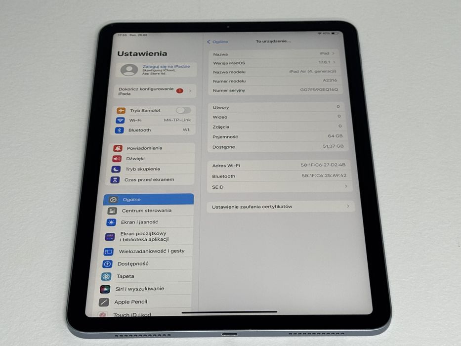 iPad Air 4 (A2316) - 64GB - faktura VAT 23%