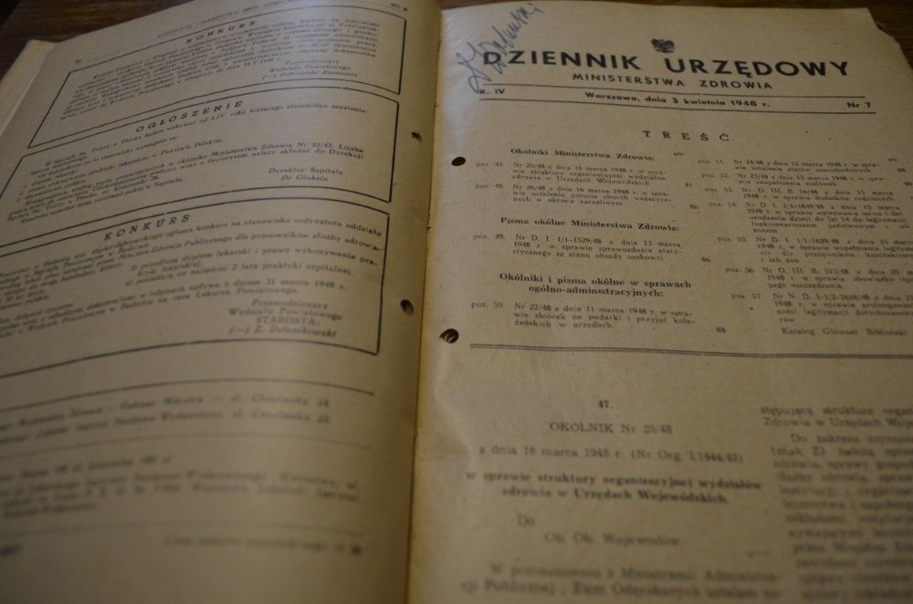 Dziennik Urzędowy Ministra Zdrowia IV 1948