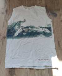Koszulka bez rękawów chłopięca biała surfing 152
