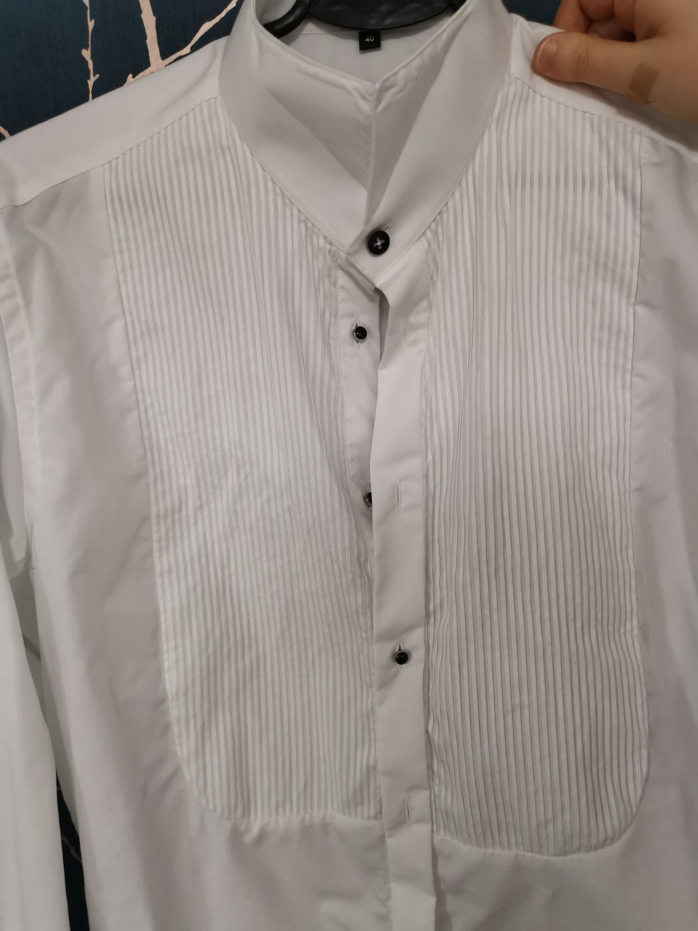 Koszula biała smokingowa slim z żabotem na spinki Giacomo Conti