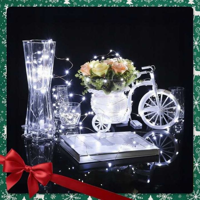 Lampki Druciki Led 2m 20 Lampek Białe Zimne Na Baterie Ozdobne