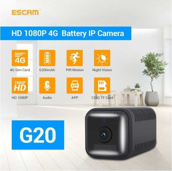 Камера автономна міні з великим акум. 6200 мАг ESCAM G20, FullHD 1080P