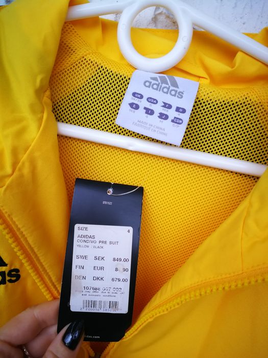 Żółta bluza Adidas S męska nowa z metką performance condivo pre suit
