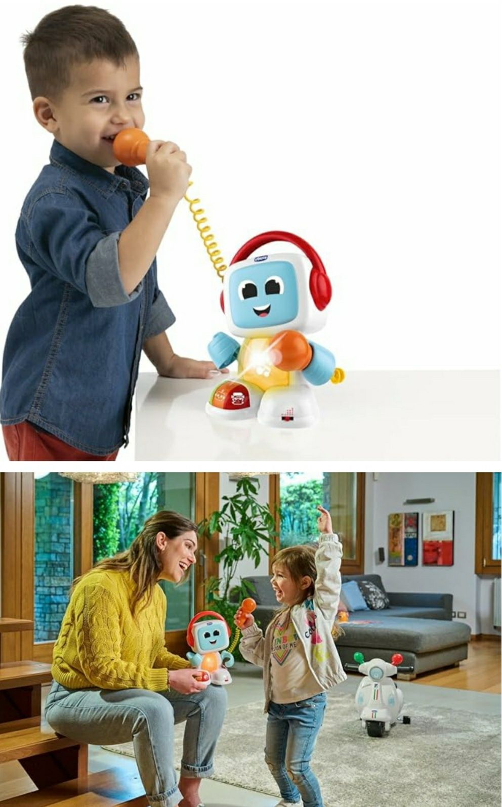 Edukacyjny Robot Happy Music Robit Sing Along, robot z mikrofonem