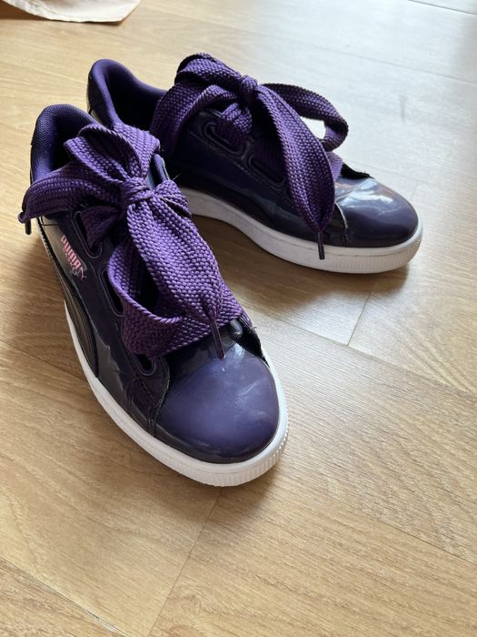 Кросівки Puma basket фіолетові кроси лакові кросівки кеди Puma