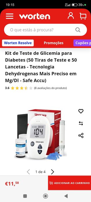 Medidor de diabetes teste de glicemia novo