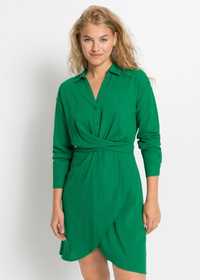B.P.C sukienka koszulowa zielona a'la kopertowa 44.